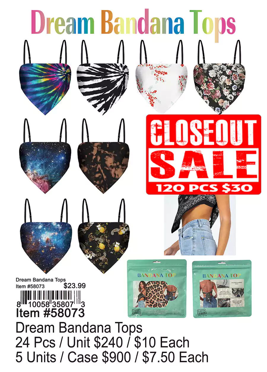 Dream Bandana Tops - Closeout 120 Pcs.